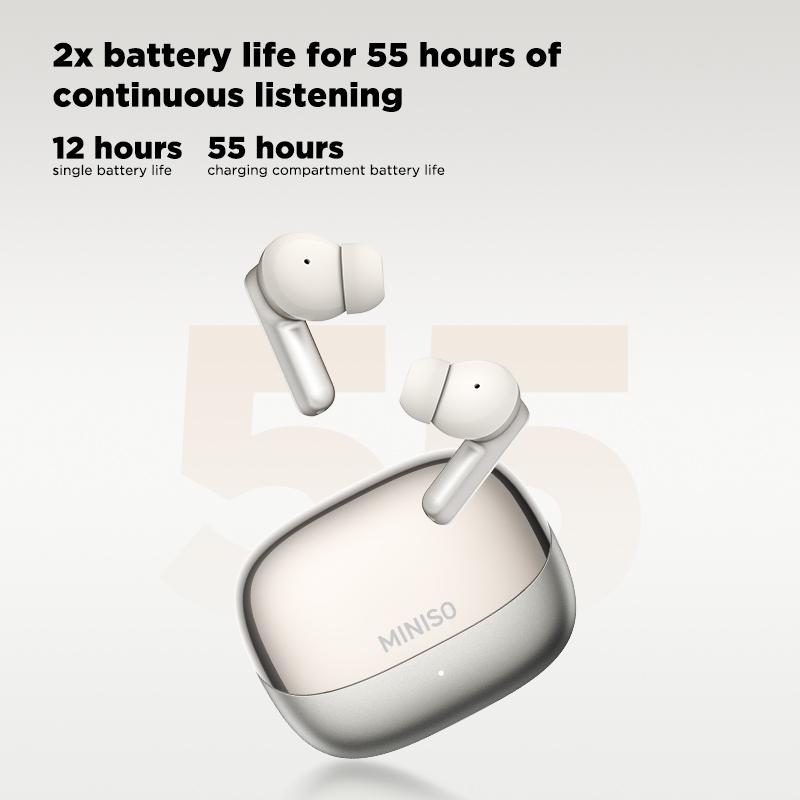 Headphones Wireless - Écouteurs Bluetooth MINISO MS106 intra-auriculaires, doux,