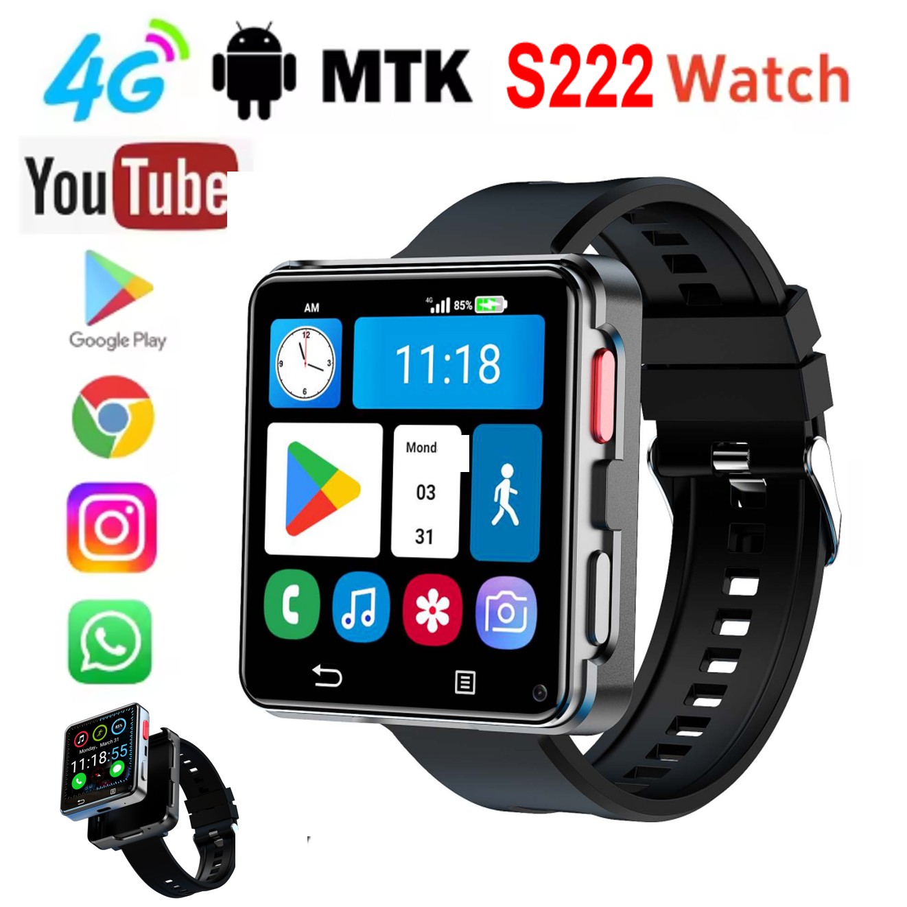 Smart Watch - Montre connectée S222 4G avec carte