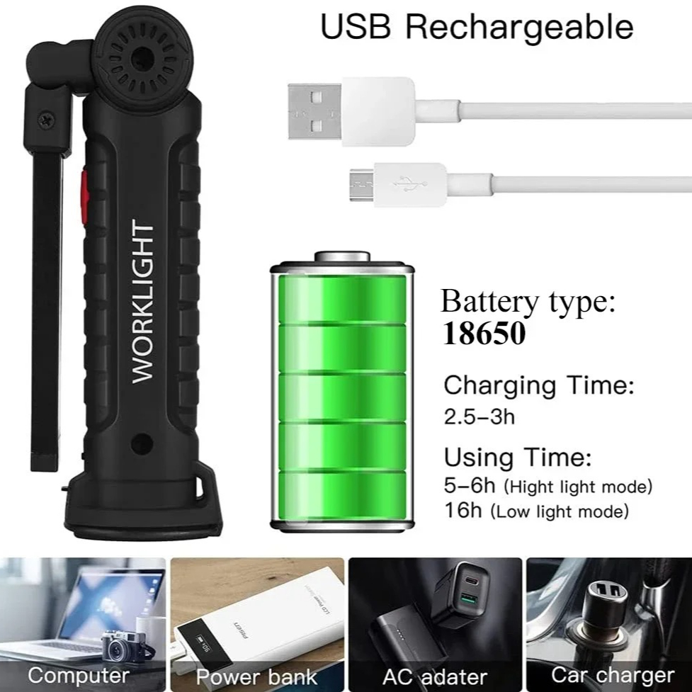 Lampe de poche LED COB Portabl - Power Bank avis et prix